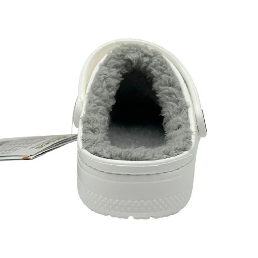 Crocs Baya Little Girls Boys Faux Fur Slip-on Clog Size 12 White-Gray Warm Shoes
